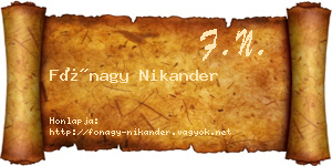 Fónagy Nikander névjegykártya
